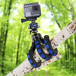 Walimex Mantona kaleido Flex leichtes Flex Stativ (mit hochwertigem 360° Kugelkopf, geeignet für Digital und Videokameras, Smartphones und Action Cams) ocean blue