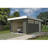 Lasita Maja Einzelgarage Canberra 4,22 x 6,00 m grün mit Seitenwand und Pfostenanker