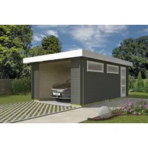 Lasita Maja Einzelgarage Canberra 4,22 x 6,00 m grün mit Seitenwand und Pfostenanker