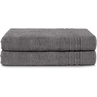 Komfortec 2er Saunatuch Set 80x200 cm aus 100% Baumwolle, XXL-Saunatücher, Sauna Handtuch, Weich, Groß, Frottee, Schnelltrocknend, Anthrazit Grau