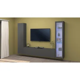 Home Affaire Wohnwand HOME AFFAIRE "Maruska", grau (anthrazit, anthrazit), B:260cm H:180cm T:30cm, Holzwerkstoff, Kastenmöbel-Sets, Wohnwand