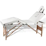 vidaXL Massageliege Klappbar 4-zonen Mit Holzgestell Cremeweiß - vidaXL