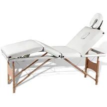 vidaXL Massageliege Klappbar 4-zonen Mit Holzgestell Cremeweiß - vidaXL