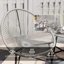 Outsunny Polyrattan Set 3-tlg. Grau