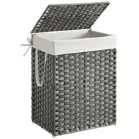 Songmics Wäschekorb Polyrattan 90 L, Grau
