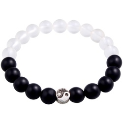 KUZZOI Yin Yang Bead Onyx Kristall Perlen 925 Silber 19 Herren 