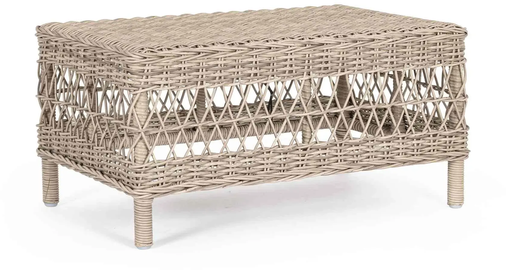 Gartencouchtisch Jupiter aus Kunstfaser-Geflecht, skandinavisch, natur, rechteckig, Outdoor