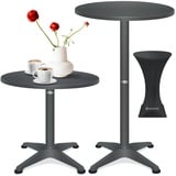 KESSER KESSER® 2in1 Stehtisch Bistrotisch Aluminium Edelstahlplatte höhenverstellbar 70cm / 115cm Partytisch Tisch In- & Outdoor Hochzeit Empfangstisch 4 Standfüße und Regencover