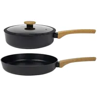 sabatier terra Sabatier Induktion 3 tlg, Schmorpfanne 24cm hoher Rand mit Deckel, Pfanne 28 cm, Spülmaschinenfest, Pfannen Set, Energiesparend