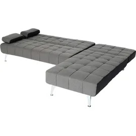 Mendler Schlafsofa HWC-K22, Couch Ecksofa Sofa, Liegefläche links/rechts Schlaffunktion 236cm Stoff/Textil dunkelgrau, schwarz - Grau