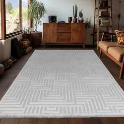 Teppich AYYILDIZ TEPPICHE "SAHARA 1114", silber (silberfarben), B:200cm H:12mm L:290cm, Polypropylen, Teppiche, Läufer / Pflegeleicht / Strapazierfähig / Trend Colors/ Wohnzimmer