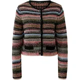 Oui Strickjacke Gestreift Schwarz-Rot 44