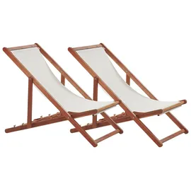 Beliani Liegestuhl 2er Set 67 x 67 x 0 cm Dunkelbraun