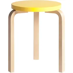 Artek - 60 Hocker, gelb lackiert / Birke natur