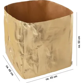 Onvaya Aufbewahrungskorb Krempelbox Dekobox Geschenkbox waschbar 37 x 22 x 20 cm Gold/grau
