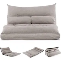 Costway Klappbares Bodensofa, mit Verstellbarer Rückenlehne, Grau