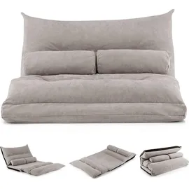 Costway Bodensofa 3 in 1 Polyester 0 x 0 x 0 cm Grau mit Kissen