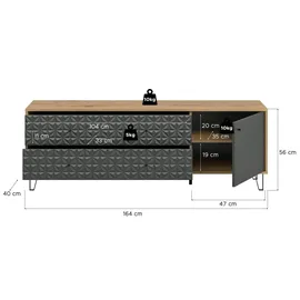Möbel Kraft Prisma Lowboard 164 x 56 cm Braun Holzwerkstoff