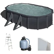 Gre Stahlwandpool Kea oval 500 x 300 x 120 cm graphitoptik inkl. Sandfilteranlage