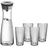 WMF Basic Wasserkaraffe-Set 5-teilig, Karaffe 1l mit 4 Wassergläser 275ml, Glaskaraffe mit Deckel, Silikondeckel, Wasserkaraffe mit Deckel, CloseUp-Verschluss