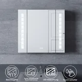 Sonni Aluminium Spiegelschrank 50 × 65 cm mit Beleuchtung beschlagfrei mit Rasiersteckdose