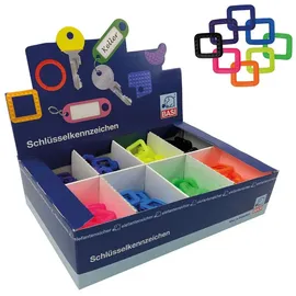 BASI Schlüsselkennring eckig 200 Stk., Leuchtfarben