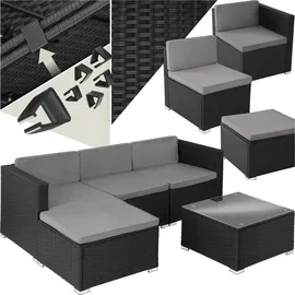 Tectake tectake® Rattan Lounge, für 3 bis 4 Personen, widerstandsfähig - Schwarz