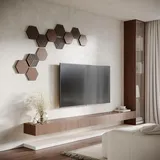 12er-Pack – Akustik-Holz-Wandpaneele (HDF) | 3D-Mosaik-Wandpuzzle | Dekorative Paneele für Heimkino, TV-Wand, Podcast-Räume | DIY-Wanddekoration | Farbe: [HEXAGON | Nussbaum]