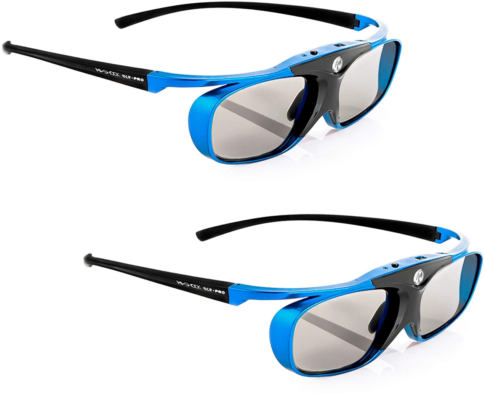 2X Hi-SHOCK DLP Pro Blue Heaven | DLP Link 3D Brille für 3D DLP Beamer von Acer, BenQ, Largo, Optoma, Viewsonic, LG [Shutterbrille | 96-144 Hz | wiederaufladbar | 32g | DLP Link | Blau]