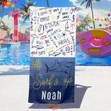 Dihope Strandtuch Personalisiert mit Namen Sandfreies Microfaser Handtücher Badetuch Groß Schnelltrocknend Stranddecke für Kinder, Teenager, Erwachsene,Tiefseehai