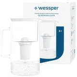 Wessper Wasserfilterkanne Glas Weiß 3 L