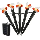 MARELIDA LED Solar Lichterkette Bienen Beetstecker Blumentopfdeko Garten Lichtsensor