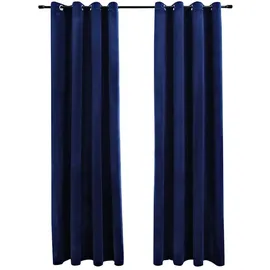 vidaXL Verdunkelungsvorhang Ösen 140 x 225 cm samt dunkelblau 2 St.