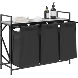 vidaXL Wäschekorb 3 Fächer mit Ablage Grau Sonoma