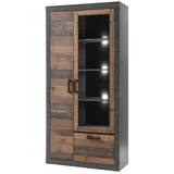 Lomadox Vitrine Berlin-61 97 x 201 x 40 cm Grau