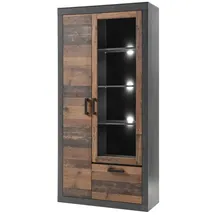 Lomadox Vitrine Berlin-61 97 x 201 x 40 cm Grau