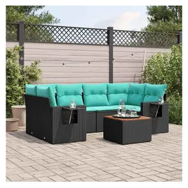 vidaXL Gartensofa-Set 7-tlg. schwarz