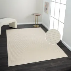 Teppich MY HOME "Kylian" Gr. 7, beige (cream), B:300cm H:9mm L:400cm, Kunstfaser, Teppiche, dezenter Glanz, Schrumpf-Garn-Effekt, dichte Qualität, geometrisch