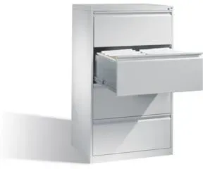 C+P Hängeregistraturschrank für Hängehefter DIN A4, 4 Schubladen, zweibahnig Front Lichtgrau Korpus Lichtgrau