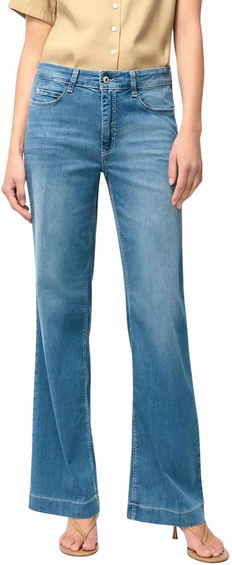 MAC Dream Wide Leg Jeans in mittelblauer Waschung-D42 / L30