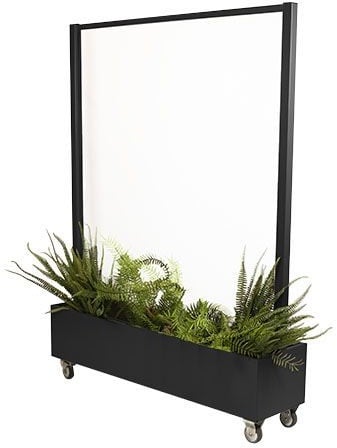 Gastro Mobiler  Raumteiler mit Glasschutzwand und Blumenkasten 1,5 Meter | Mindestbestellmenge 2 Stück