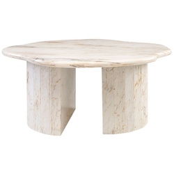 Casa Padrino Luxus Marmor Couchtisch Weiß-Beige 106 x 105 x H. 46,5 cm - Marmor Wohnzimmertisch - Wohnzimmer Möbel - Luxus Möbel - Marmor Möbel - Luxus Einrichtung
