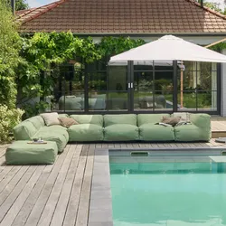 Oviala Business Modulares Eckwohnzimmer mit 6 Sitzen in Kaktusgrün
