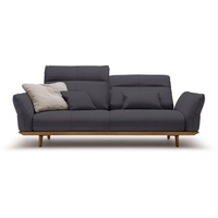 hülsta sofa 3-Sitzer hs.460, Sockel in Nussbaum, Füße Nussbaum, Breite 208 cm grau|schwarz