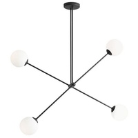 Licht-Erlebnisse Deckenlampe Glas Metall E14 Schwarz Weiß 4-flammig Kugelschirm