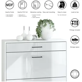 Vladon Elvas 89 x 95,5 x 27 cm mit Schublade / weiß matt