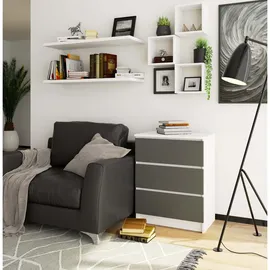 milord furniture Kommode K60 60 x 77 x 40 cm Grau/Weiß
