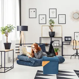 Relaxdays Sitzhocker, mit Stauraum, blau