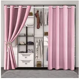 Jibenhome Türvorhang Ösen Thermo Gardinen,Blickdicht Vorhang,Treppe Thermovorhang, Einfarbig rosa