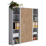 BMG Möbel Aktenschrank Office Edition Sw Set 3 Grau/Eichefarben